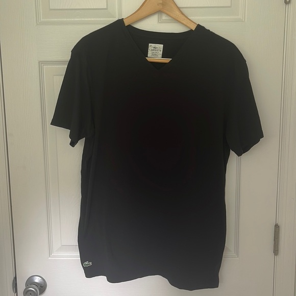 Lacoste Underwear Men's XL Black V-Neck Short Sleeve T- Shirt - Picture 1 of 3